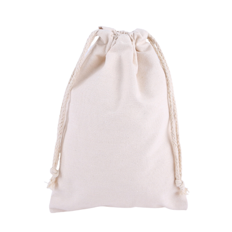 Heavy duty cotton canvas drawstring bag with custom printed logo