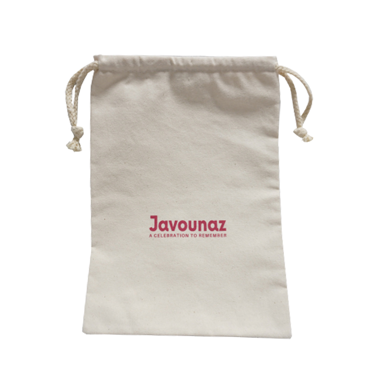 Heavy duty cotton canvas drawstring bag with custom printed logo
