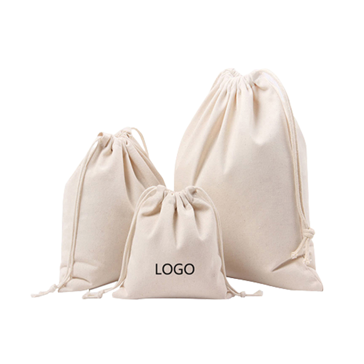 Heavy duty cotton canvas drawstring bag with custom printed logo