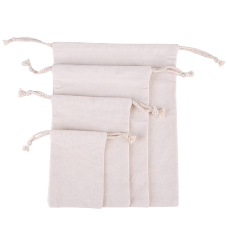 Heavy duty cotton canvas drawstring bag with custom printed logo