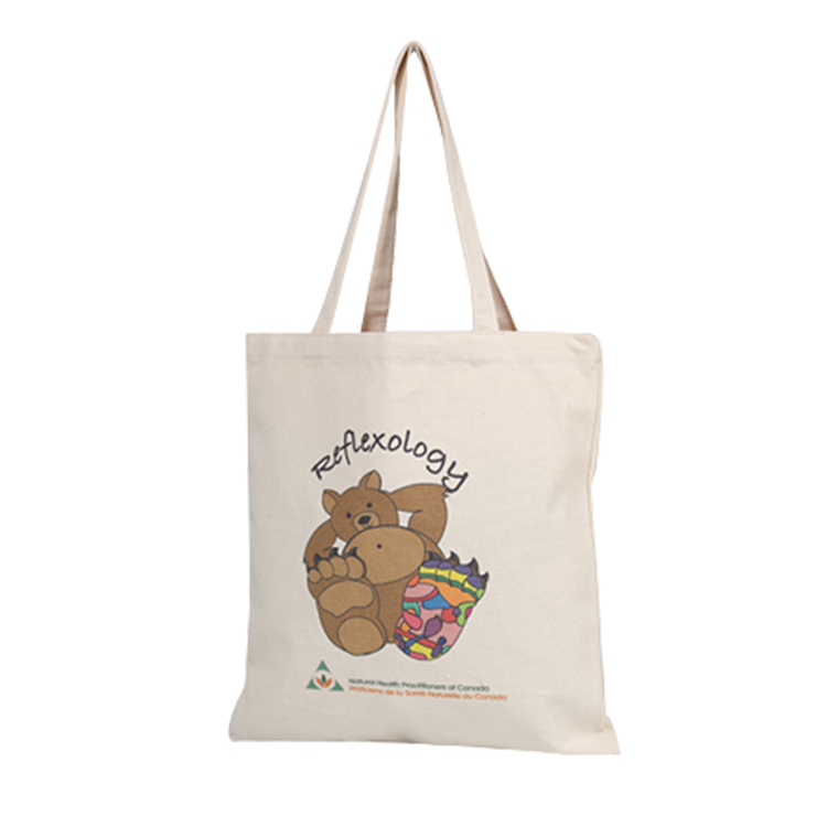 Custom logo printed natural organic cotton shopping tote bags