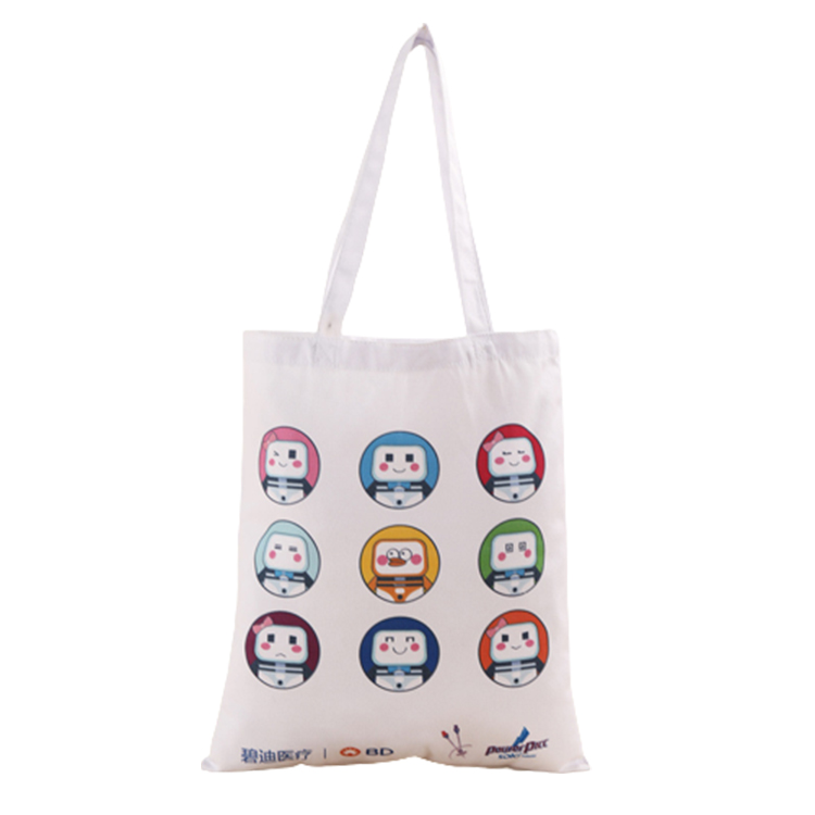 Custom logo printed cotton canvas grocery shopping tote bag