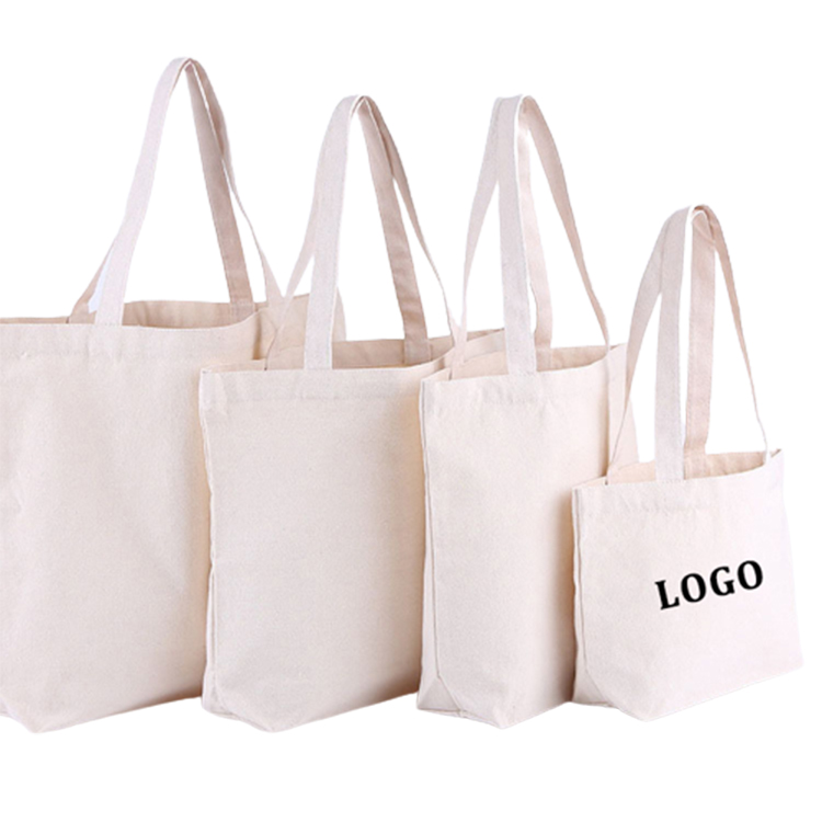 Custom logo printed cotton canvas grocery shopping tote bag
