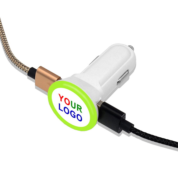 Custom logo car charger LED light factory OEM car charger adapter fast charging