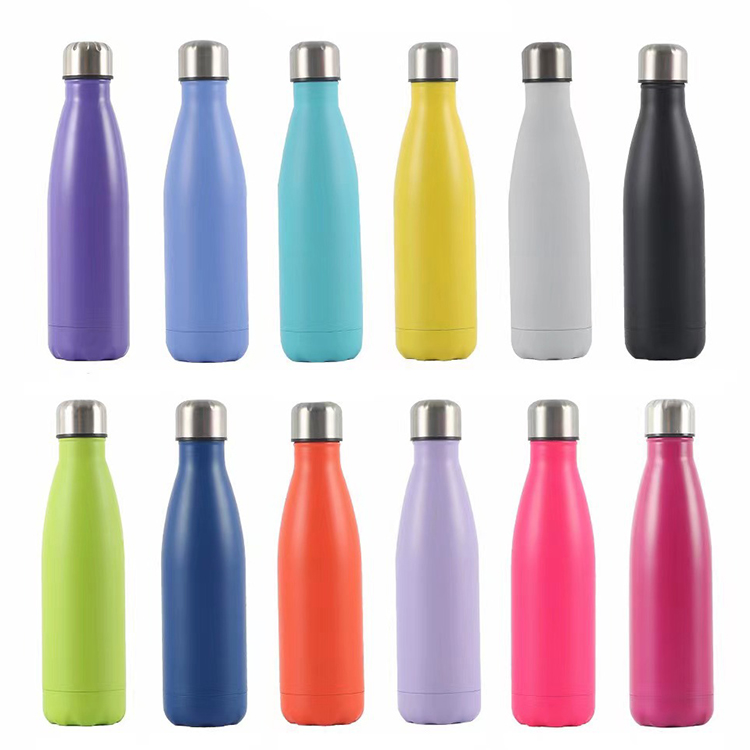 Double walled cola shape bpa free reusable stainless steel water bottle