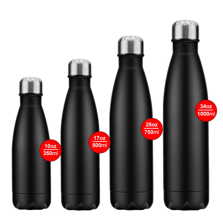 Double walled cola shape bpa free reusable stainless steel water bottle