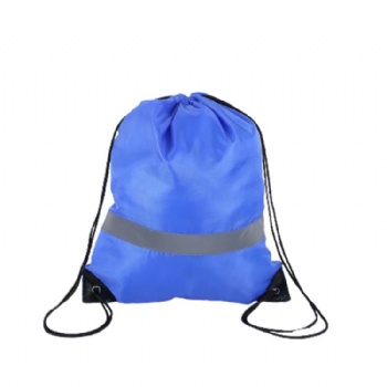 Recyclable custom size drawstring bag with reflective stripe