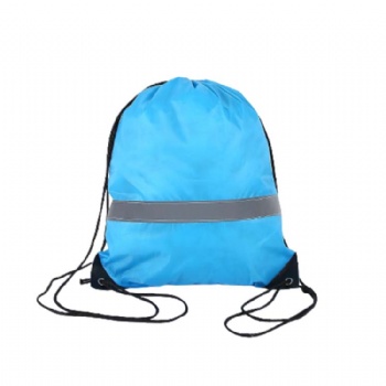 Recyclable custom size drawstring bag with reflective stripe