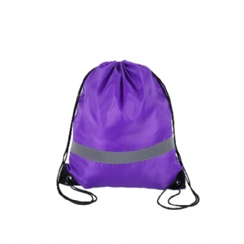 Recyclable custom size drawstring bag with reflective stripe