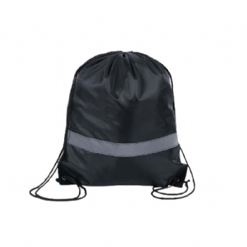 Recyclable custom size drawstring bag with reflective stripe