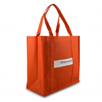 Customised handle to bottom gusseted nonwoven shopping bag