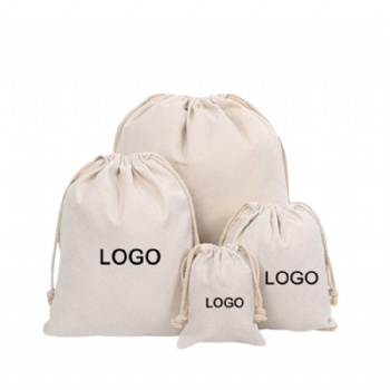 Heavy duty cotton canvas drawstring bag with custom printed logo