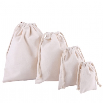 Heavy duty cotton canvas drawstring bag with custom printed logo