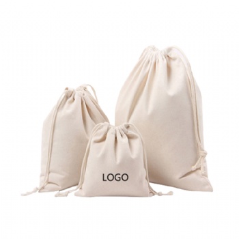 Heavy duty cotton canvas drawstring bag with custom printed logo