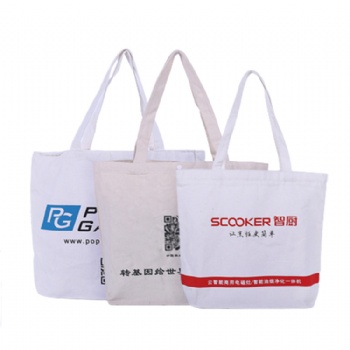 Custom logo printed natural organic cotton shopping tote bags