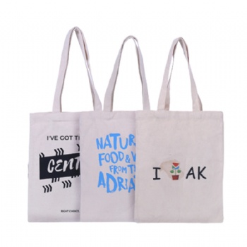 Custom logo printed natural organic cotton shopping tote bags