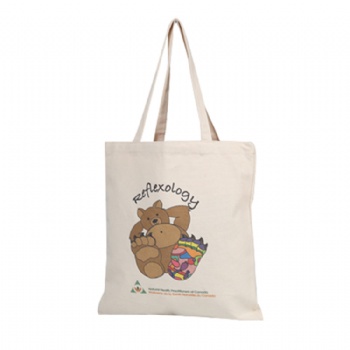 Custom logo printed natural organic cotton shopping tote bags
