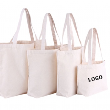 Custom logo printed cotton canvas grocery shopping tote bag