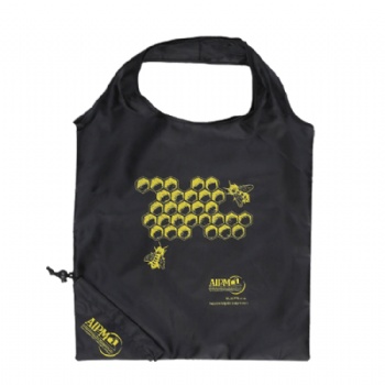 Customized eco reusable RPET black polyester foldable strawberry tote bag