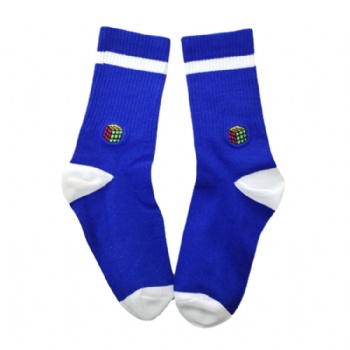 OEM crew men customize knitted embroidered design made cotton sports athletic socks