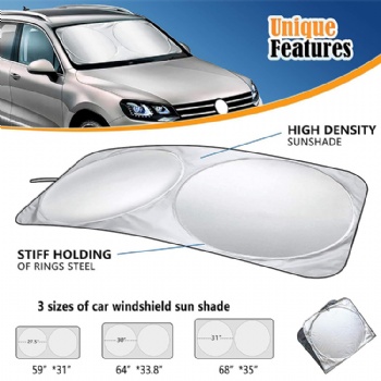 Front Sunshades UV protection silver polyester double circle car sunshade