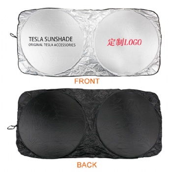 170T polyester foldable UV protection double ring front windshield silver coated car sun shade