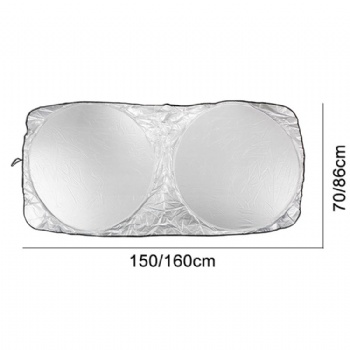 170T polyester foldable UV protection double ring front windshield silver coated car sun shade