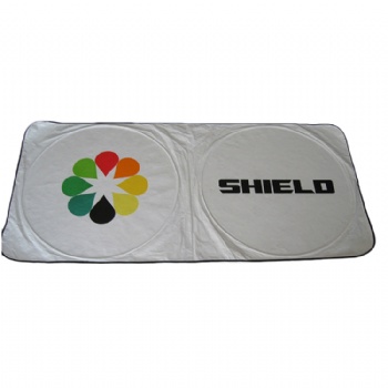 170T polyester foldable UV protection double ring front windshield silver coated car sun shade
