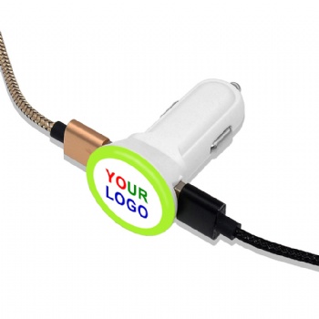 Custom logo car charger LED light factory OEM car charger adapter fast charging