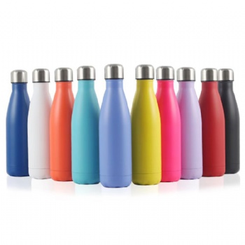 Double walled cola shape bpa free reusable stainless steel water bottle