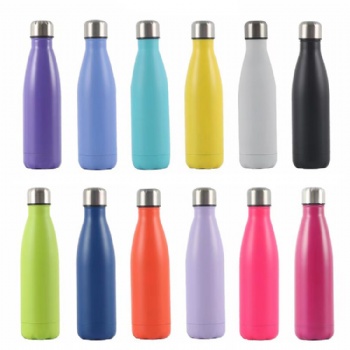 Double walled cola shape bpa free reusable stainless steel water bottle