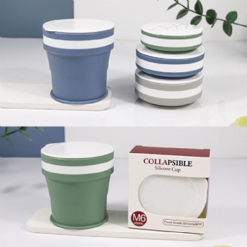 Retractable folding sport water cup modern travel custom silicone collapsible cups with lid