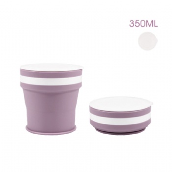 Retractable folding sport water cup modern travel custom silicone collapsible cups with lid