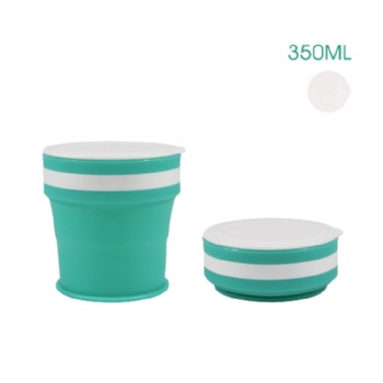 Retractable folding sport water cup modern travel custom silicone collapsible cups with lid