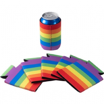 Neoprene coozy stubby holder rainbow foldable can cooler sleeve
