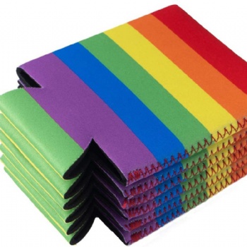Neoprene coozy stubby holder rainbow foldable can cooler sleeve